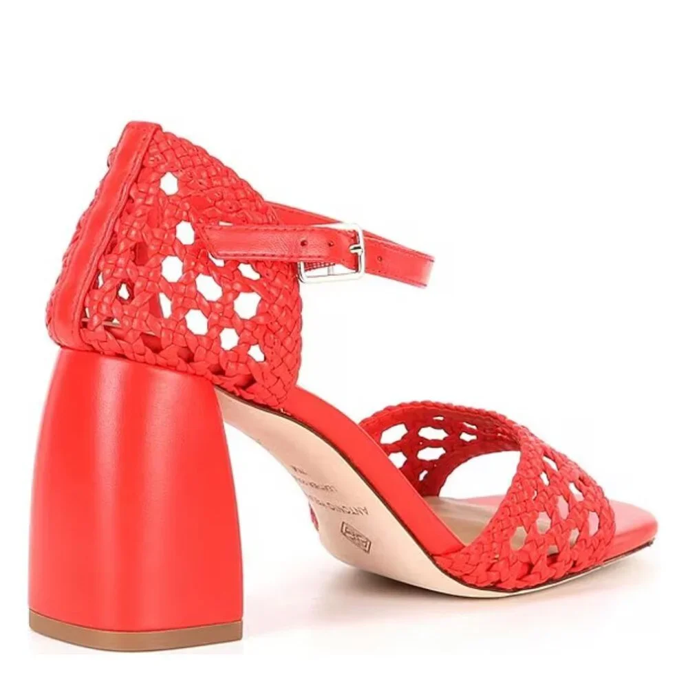 NEW Antonio Melani Gretel Leather Woven Sandals in Solar Red Sz. 9 - Picture 2 of 5